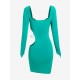 Monowire Cut Out Ruched Asymmetrical Mini Dress